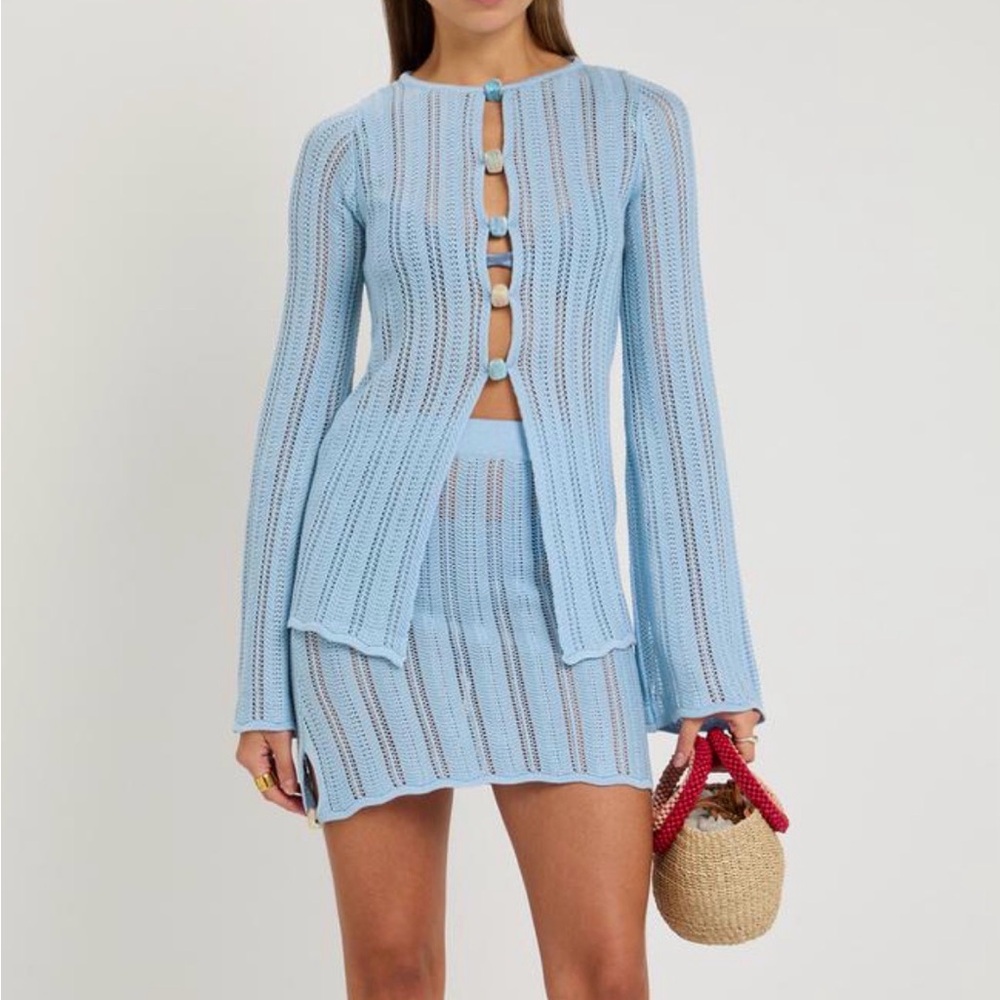 NWT BAOBAB Corsica pointelle-knit top LIGHT BLUE (Ciel) / Size: M 🩵